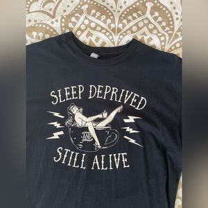 LIKE NEW Sleep Deprived and Still Alive Coffee Pinup Girl Shirt from Still Rad